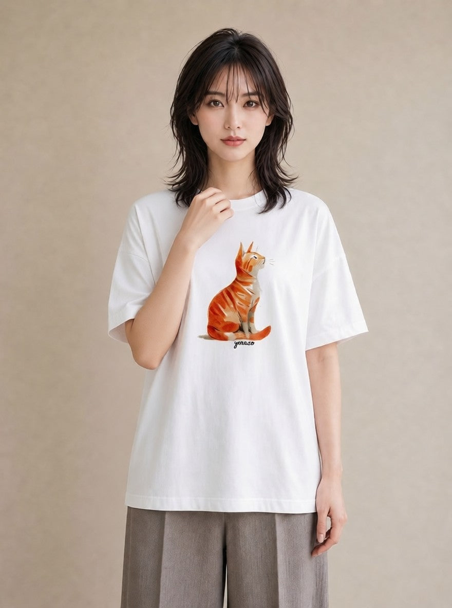 Tシャツ レディース サビ猫 猫 ねこ イラスト 旅行 母娘コーデ 白T