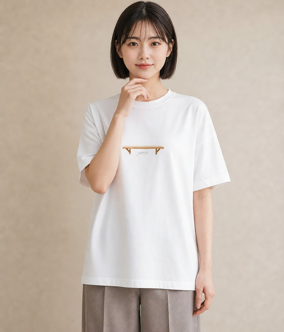 グラフィックTシャツ レディース 雨上がりのベンチ ベンチ ナチュラル アンティーク イラスト ボタニカル 誕生日プレゼント 綿100 白T