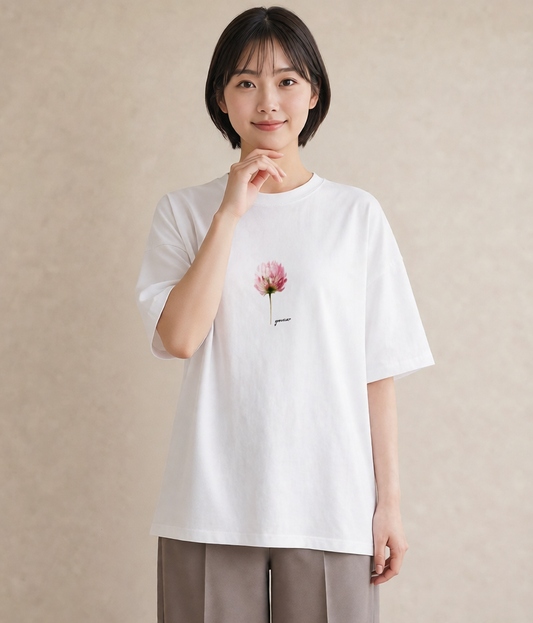 プリントTシャツ レディース ミモザ 花 花柄 イラスト 旅行コーデ カフェ服 クリスマス 白T