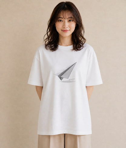 プリントTシャツ レディース 折り鶴 折り紙 ナチュラル アンティーク イラスト 休日コーデ 姉妹 送別ギフト 白T
