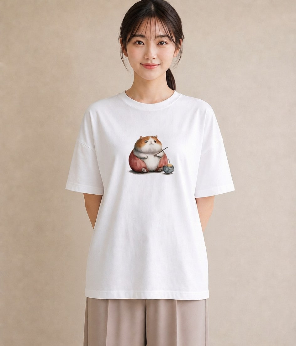 グラフィックTシャツ レディース スコティッシュフォールド 猫 ねこ イラスト 休日コーデ カフェ服 クリスマス 白T