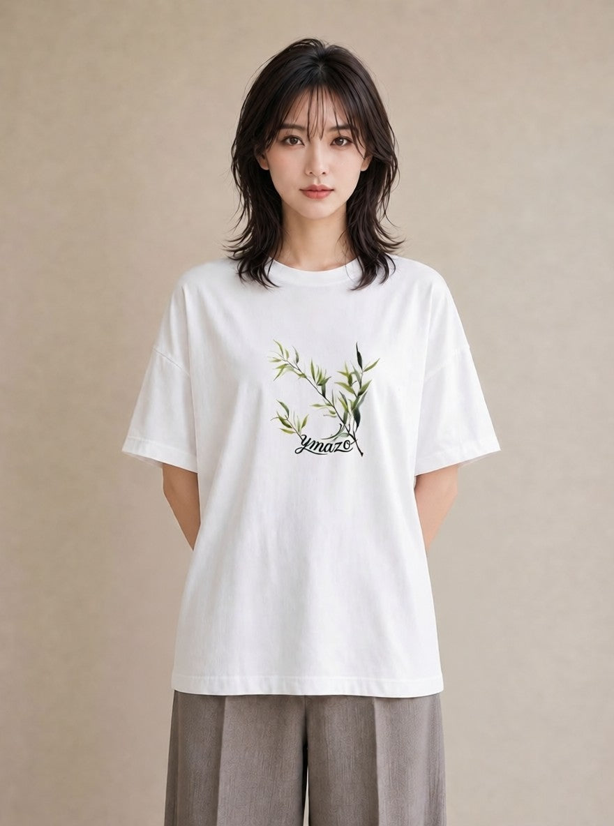 半袖Tシャツ レディース ユーカリ 植物 ボタニカル イラスト ゆるコーデ 誕生日プレゼント 綿100 白T