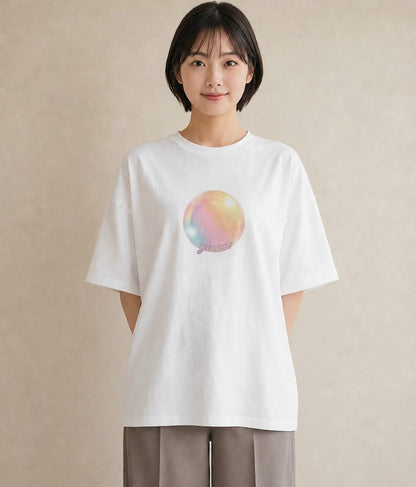半袖Tシャツ レディース わたあめ 食べ物 フード イラスト 個性的 クリスマス 旅行 白T
