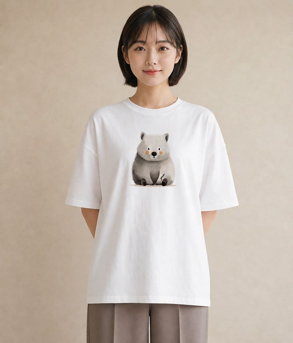 Tシャツ レディース コアラ 動物 アニマル イラスト 手描き風 ママ カフェ服 白T