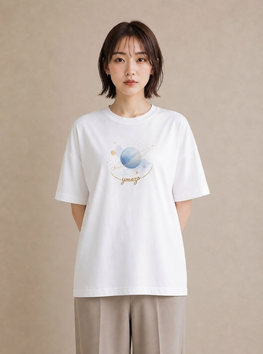 プリントTシャツ レディース 天の川 星空 宇宙 イラスト ゆるコーデ 散歩 お出かけ 白T