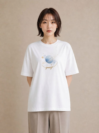 プリントTシャツ レディース 天の川 星空 宇宙 イラスト ゆるコーデ 散歩 お出かけ 白T