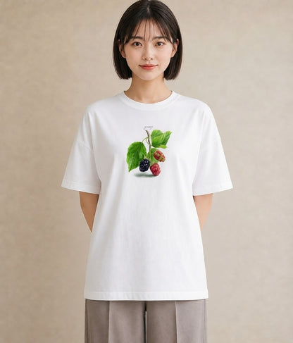 Tシャツ レディース 木の実 植物 ボタニカル イラスト ポップ レイヤード 友達ギフト 白T