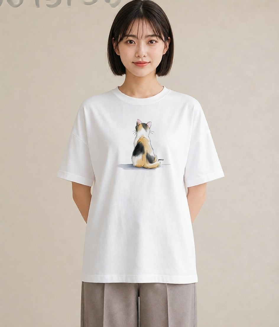 半袖Tシャツ レディース 茶トラ 茶猫 猫 ねこ イラスト 淡色 ルームウェア ギフト 白T