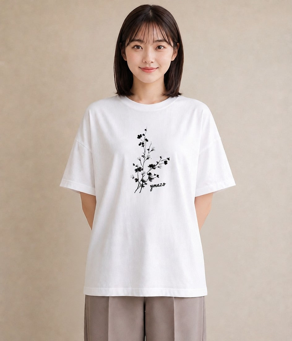 Tシャツ レディース さくら 桜 桜の枝 イラスト 手描き風 自分用 ルームウェア 白T