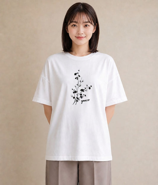 Tシャツ レディース さくら 桜 桜の枝 イラスト 手描き風 自分用 ルームウェア 白T