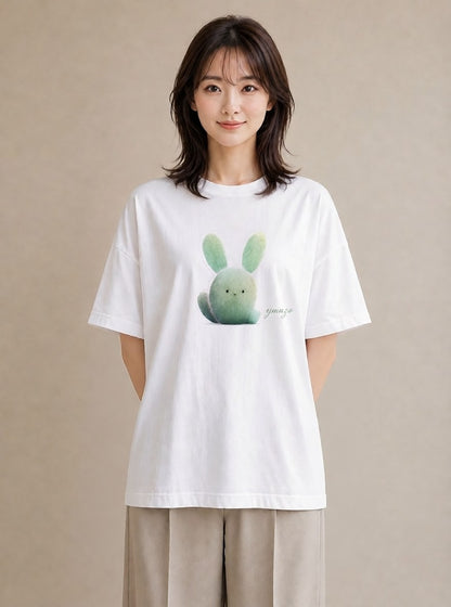 半袖Tシャツ レディース サボテン 植物 ボタニカル イラスト ナチュラル 誕生日プレゼント 綿100 白T