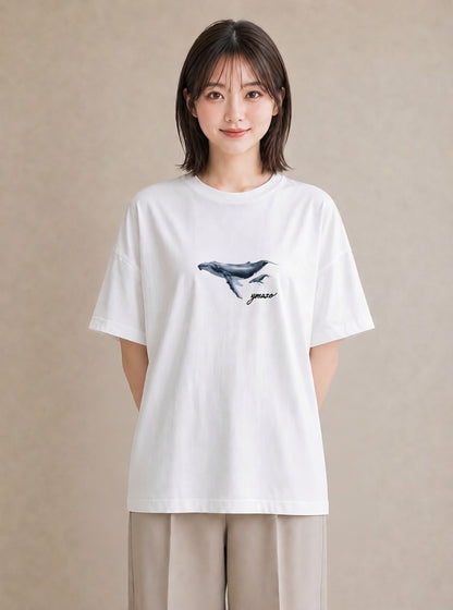半袖Tシャツ レディース シャチ 海の生き物 海 イラスト 個性的 夏コーデ 通学 白T