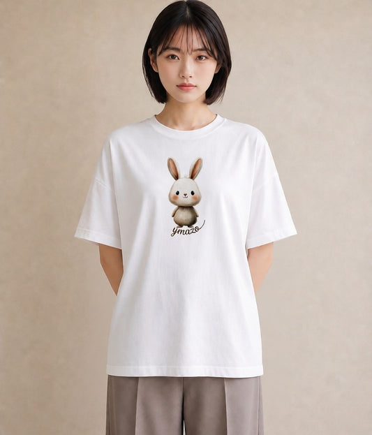 プリントTシャツ レディース ミニうさぎ ペット 動物 イラスト シンプル 誕生日プレゼント 綿100 白T