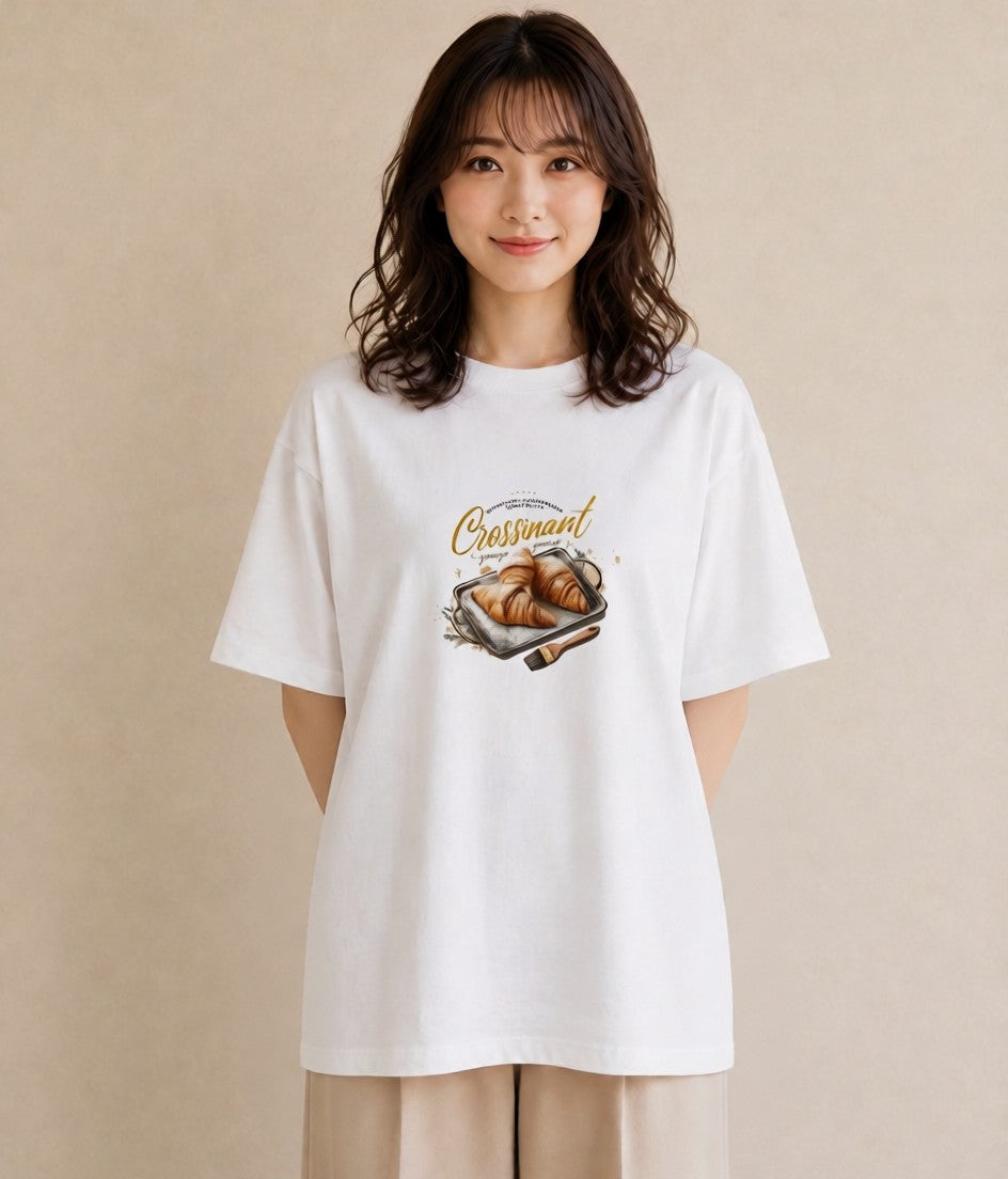 デザインTシャツ レディース パン ベーカリー イラスト 可愛い 休日 ペアコーデ 白T