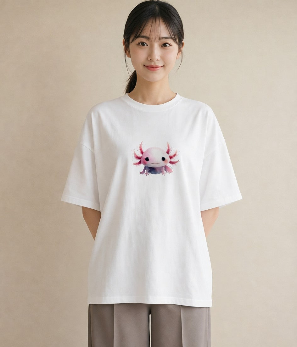 半袖Tシャツ レディース イカ 海の生き物 海 イラスト モード ビーチ デイリーウェア 白T