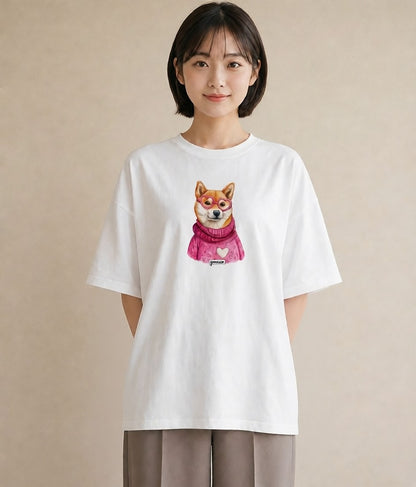 デザインTシャツ レディース 柴犬 しばいぬ 犬 いぬ イラスト シック 姉妹 送別ギフト 白T