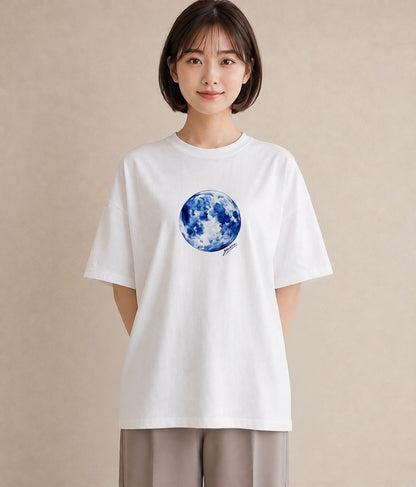 半袖Tシャツ レディース 三日月 星空 宇宙 イラスト カフェコーデ 旅行 母娘コーデ 白T