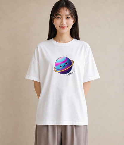 Tシャツ レディース 惑星 星空 宇宙 イラスト ミニマル 通勤 在宅 白T