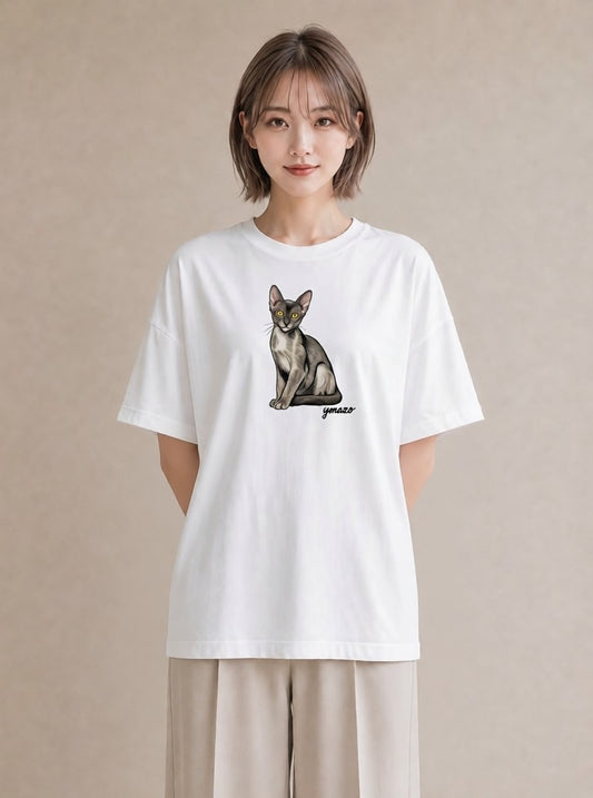 プリントTシャツ レディース ソマリ 猫 ねこ イラスト ゆるコーデ 社会人 女性 白T