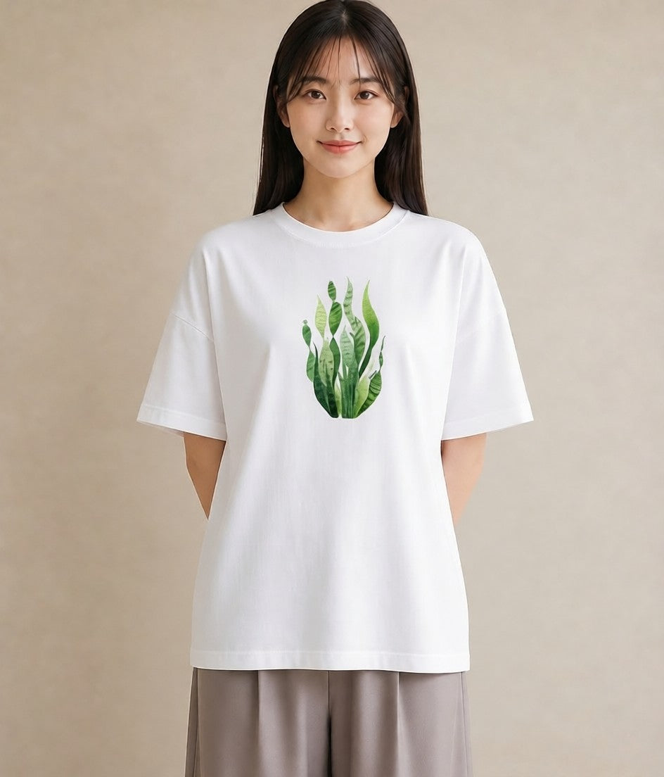 デザインTシャツ レディース 芝生 植物 ボタニカル イラスト ニュアンス 散歩 お出かけ 白T