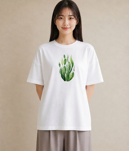 デザインTシャツ レディース 芝生 植物 ボタニカル イラスト ニュアンス 散歩 お出かけ 白T