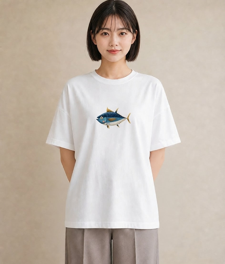 半袖Tシャツ レディース マンボウ 海の生き物 海 イラスト ポップ 春服 ミセス 白T