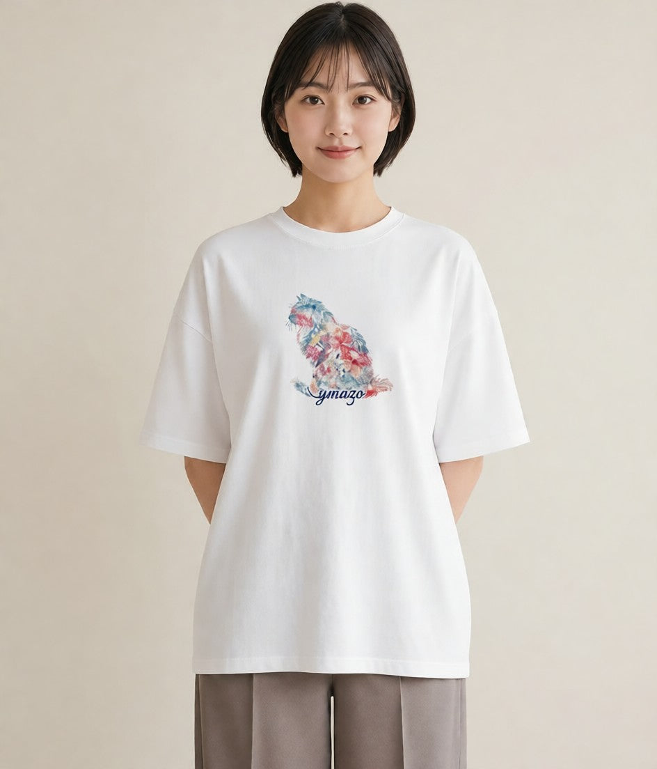 半袖Tシャツ レディース スフィンクス 猫 ねこ イラスト モード 在宅 公園 白T