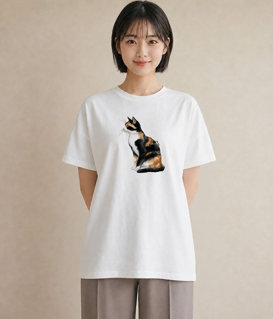半袖Tシャツ レディース ねこ 猫 ネコ イラスト ナチュラル 旅行用 海 白T