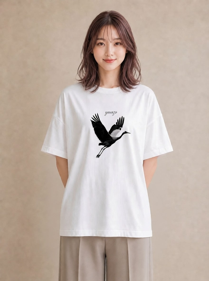 Tシャツ レディース 折り鶴 折り紙 ナチュラル アンティーク イラスト ポップ カフェ巡り 女子会 白T