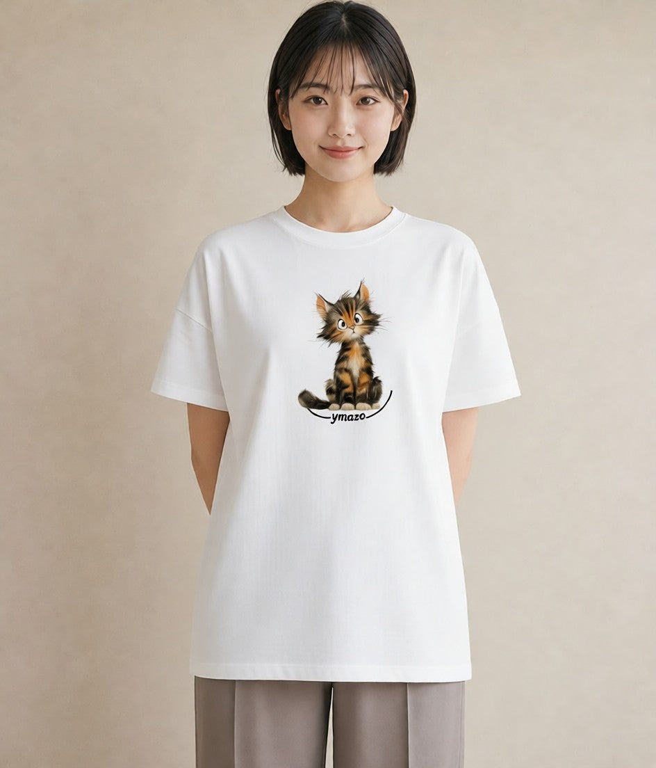 グラフィックTシャツ レディース 猫 ねこ イラスト 北欧風 母娘コーデ 自分用 白T