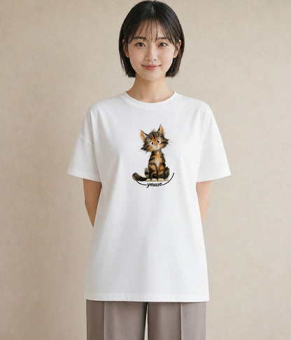 グラフィックTシャツ レディース 猫 ねこ イラスト 北欧風 母娘コーデ 自分用 白T