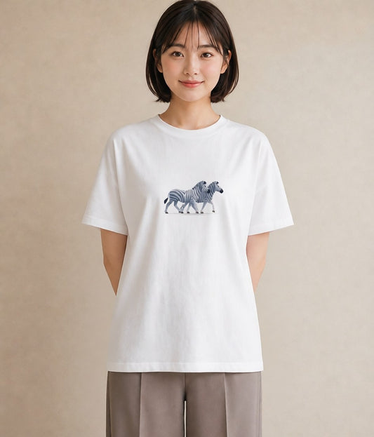 グラフィックTシャツ レディース しまうま 動物 アニマル イラスト こなれ感 ルームウェア ギフト 白T