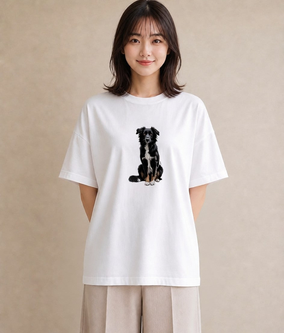 プリントTシャツ レディース ミックス犬 犬 いぬ イラスト きれいめ ミセス 春コーデ 白T