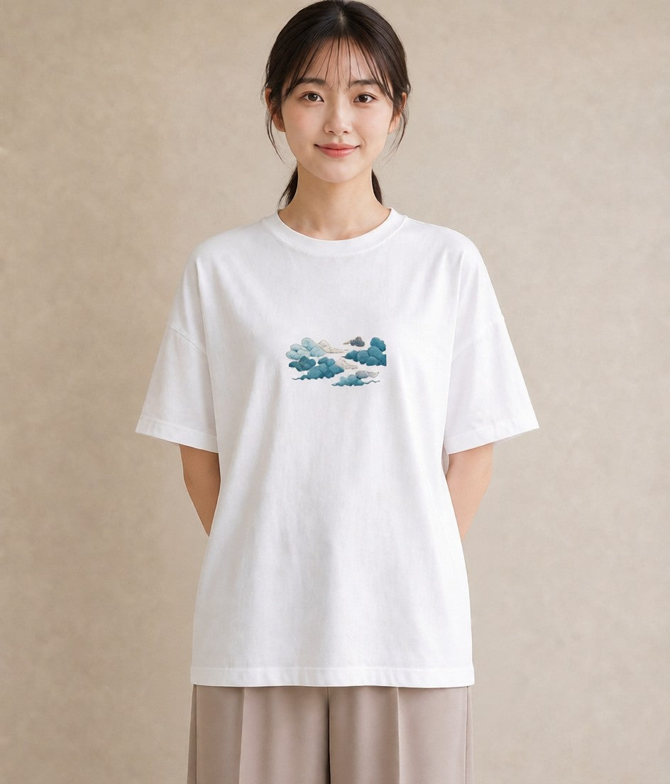 デザインTシャツ レディース 空 星空 宇宙 イラスト 韓国風 帰省 ラフ 白T