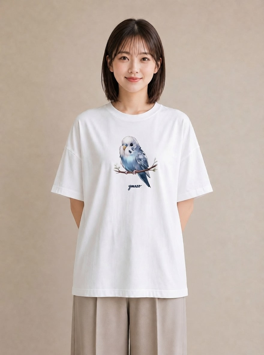 Tシャツ レディース 小鳥 ペット 動物 イラスト ボタニカル お出かけ 普段着 白T
