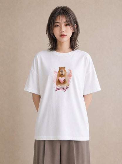 Tシャツ レディース ゴールデンハムスター ペット 動物 イラスト モード ミセス 春コーデ 白T