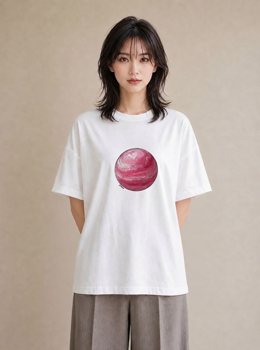 デザインTシャツ レディース 惑星 星空 宇宙 イラスト お洒落 20代 カジュアルコーデ 白T