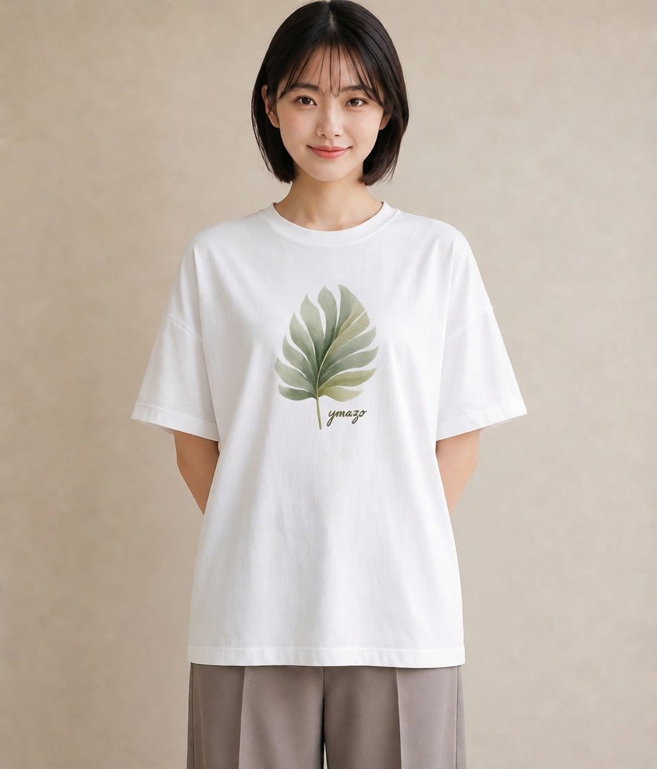 プリントTシャツ レディース 苔 植物 ボタニカル イラスト きれいめカジュアル デイリーウェア 休日 白T