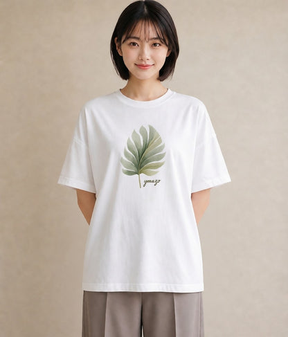 プリントTシャツ レディース 苔 植物 ボタニカル イラスト きれいめカジュアル デイリーウェア 休日 白T
