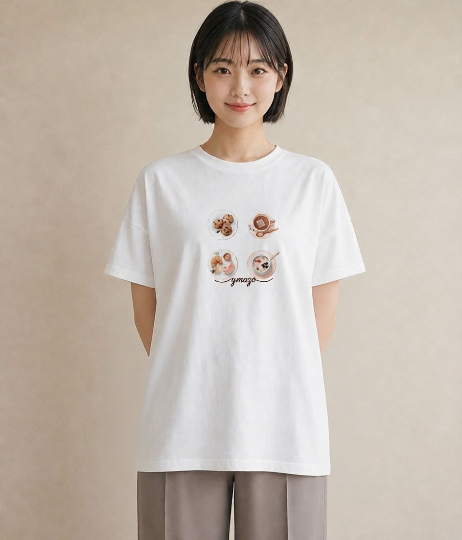 デザインTシャツ レディース どら焼き 食べ物 フード イラスト 抜け感 春コーデ 姉妹 白T