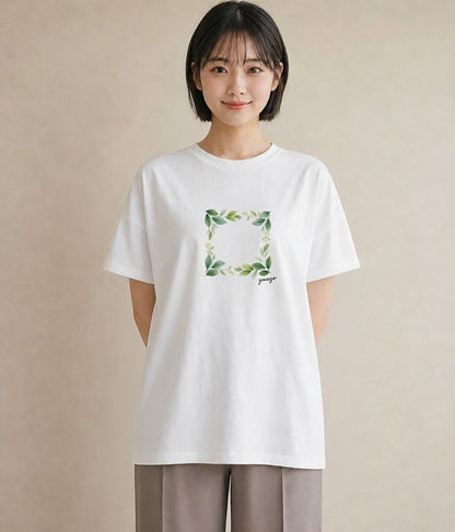 半袖Tシャツ レディース つる 植物 ボタニカル イラスト お洒落 女性 旅行用 白T