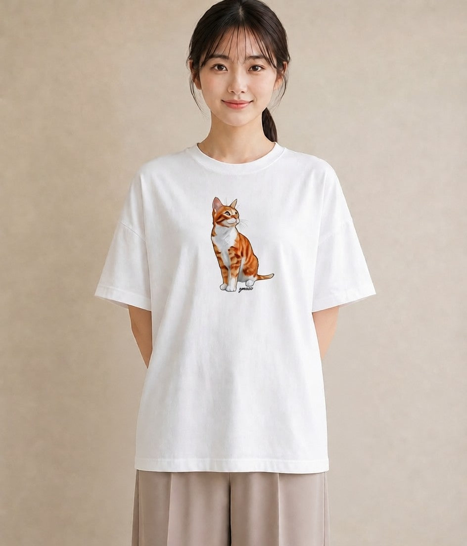 デザインTシャツ レディース サビ猫 猫 ねこ イラスト カフェコーデ 親子 20代 白T