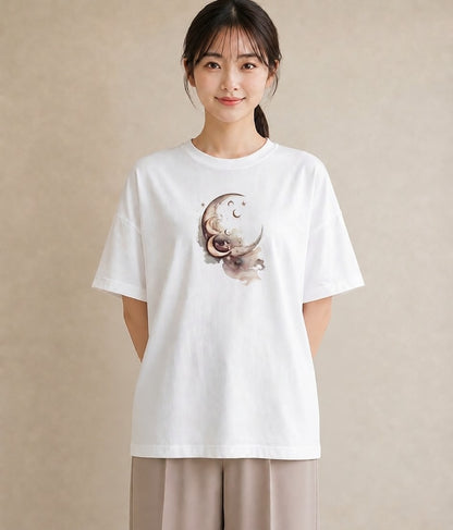 デザインTシャツ レディース 月 星空 宇宙 イラスト 可愛い 親子 20代 白T