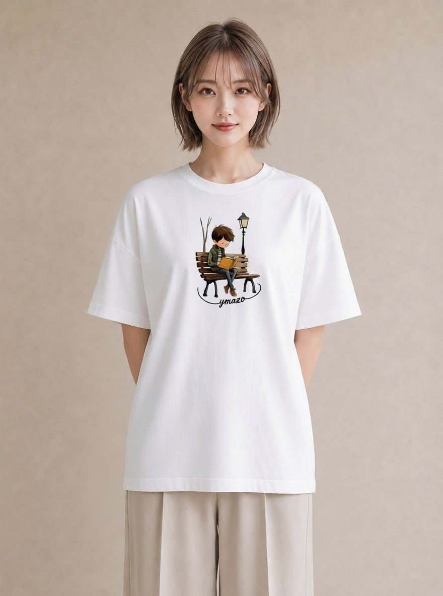 Tシャツ レディース 雨上がりのベンチ ベンチ ナチュラル アンティーク イラスト 旅行コーデ おしゃれギフト 社会人 白T