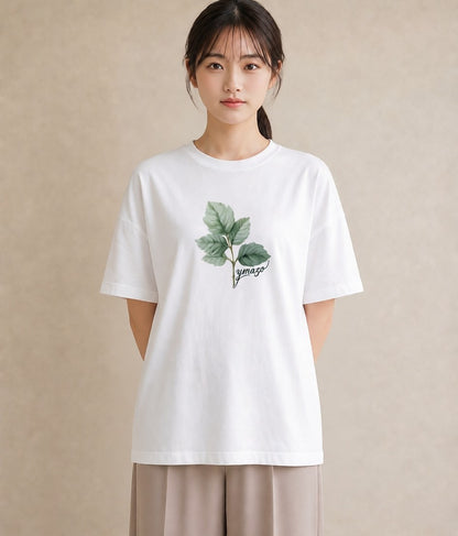 デザインTシャツ レディース 新緑 植物 ボタニカル イラスト ポップ 母娘コーデ 自分用 白T