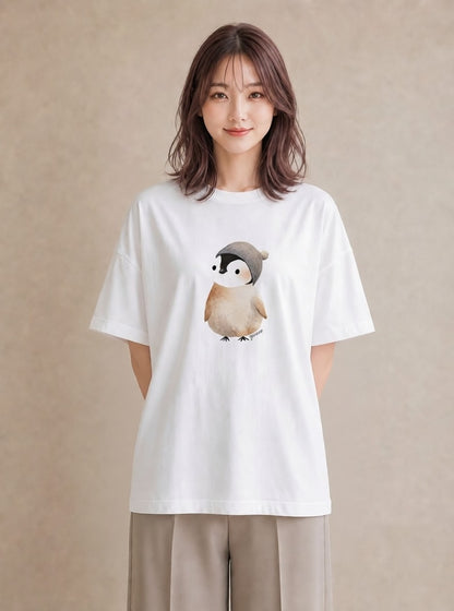 グラフィックTシャツ レディース ゴマフアザラシ 動物 アニマル イラスト 韓国風 女性向けギフト 散歩 白T