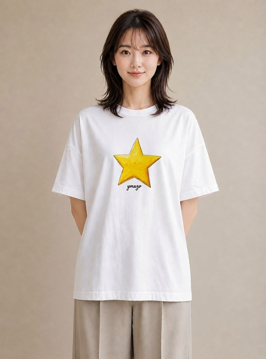 Tシャツ レディース 流れ星 星空 宇宙 イラスト 普段使い 自分用 ルームウェア 白T