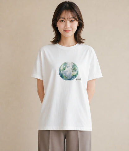 デザインTシャツ レディース プラネット 星空 宇宙 イラスト 北欧風 送別ギフト 通勤 白T