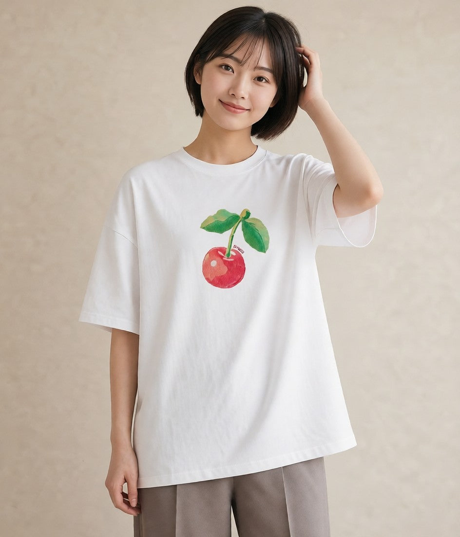 デザインTシャツ レディース りんご 林檎 アップル 食べ物 フード イラスト 個性的 ホワイトデー 春服 白T