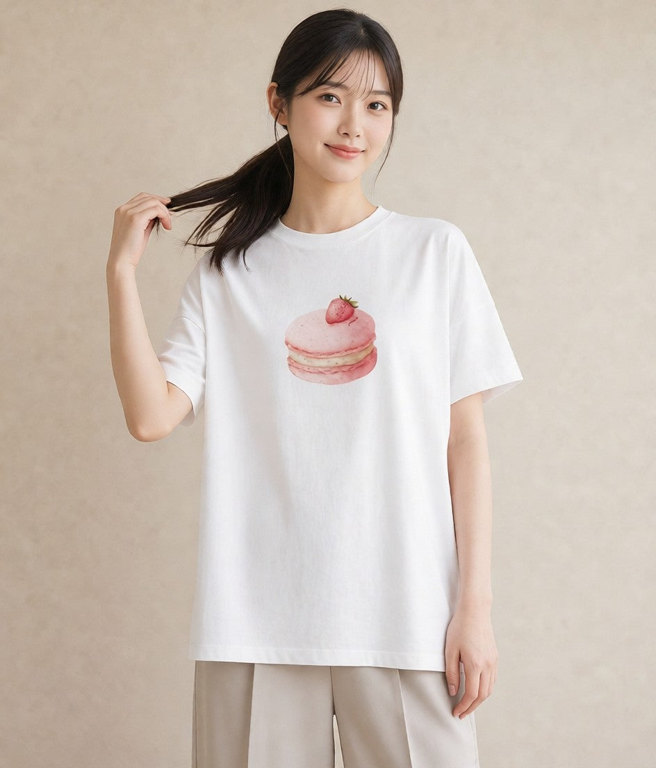 グラフィックTシャツ レディース ドーナツ 食べ物 フード イラスト カフェコーデ お出かけ 普段着 白T